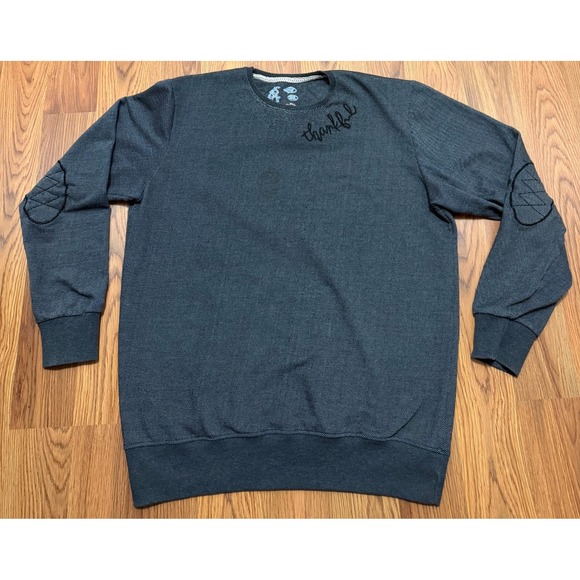 What Katie Did Other - What Crewneck Sweatshirt Mens 3XL Thankful Embroidered Elbow Patch Heavyweight